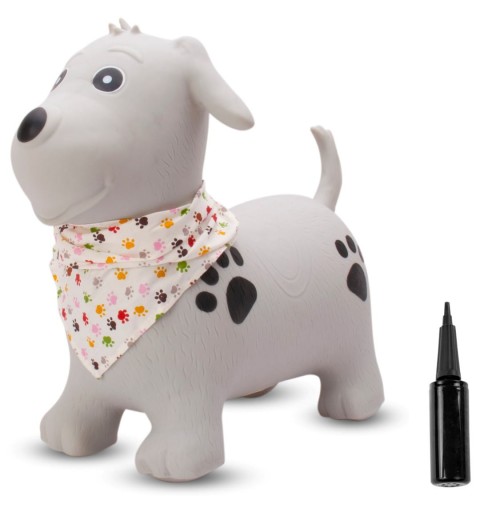 Skoczek dla dzieci do skakania z pompką PIESEK 53 cm | Szary